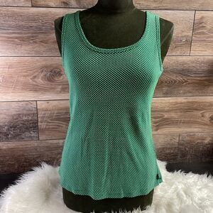 Self Esteem Ladies Polka Dot Green Tank Top Size L, Green with small white dots